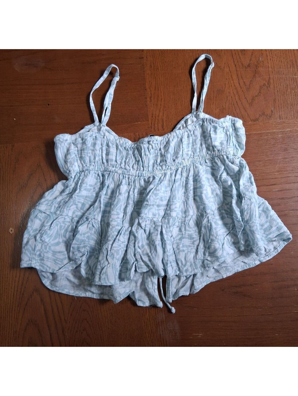 American Eagle light blue smocked crop top